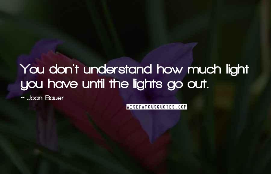 Joan Bauer Quotes: You don't understand how much light you have until the lights go out.