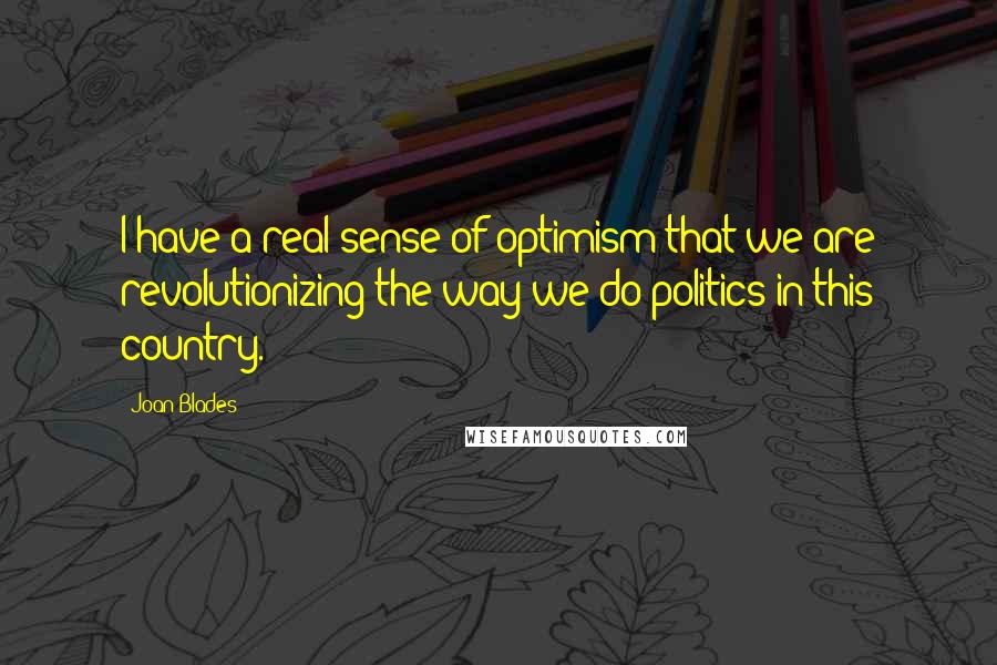 Joan Blades Quotes: I have a real sense of optimism that we are revolutionizing the way we do politics in this country.