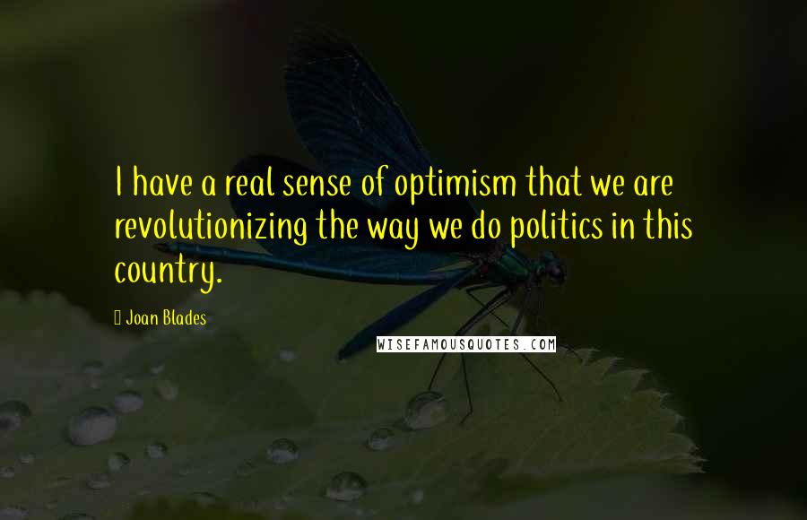 Joan Blades Quotes: I have a real sense of optimism that we are revolutionizing the way we do politics in this country.