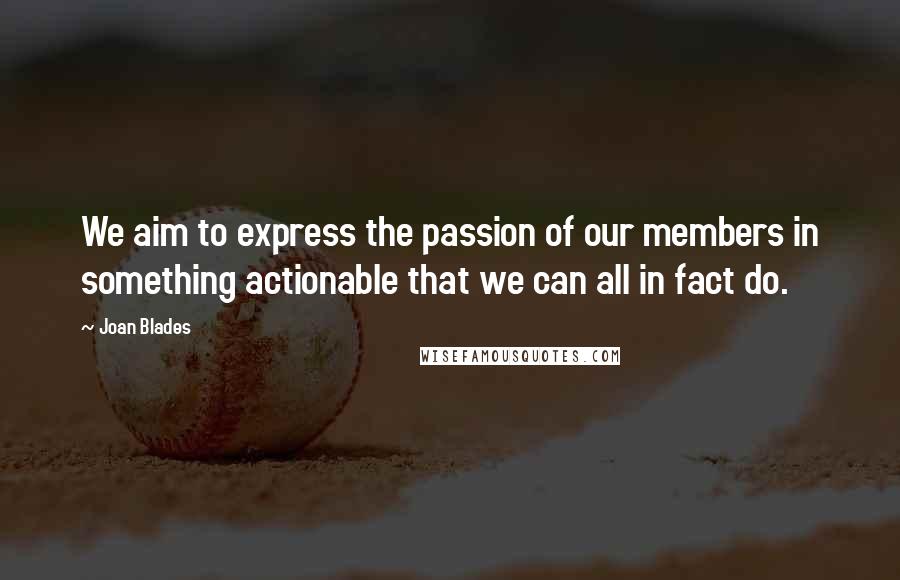 Joan Blades Quotes: We aim to express the passion of our members in something actionable that we can all in fact do.