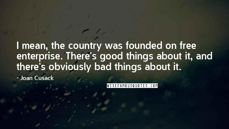 Joan Cusack Quotes: I mean, the country was founded on free enterprise. There's good things about it, and there's obviously bad things about it.