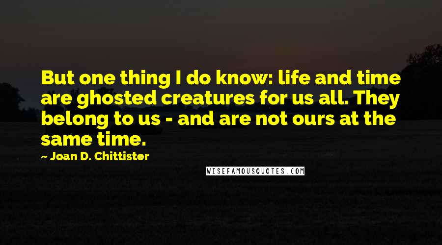 Joan D. Chittister Quotes: But one thing I do know: life and time are ghosted creatures for us all. They belong to us - and are not ours at the same time.