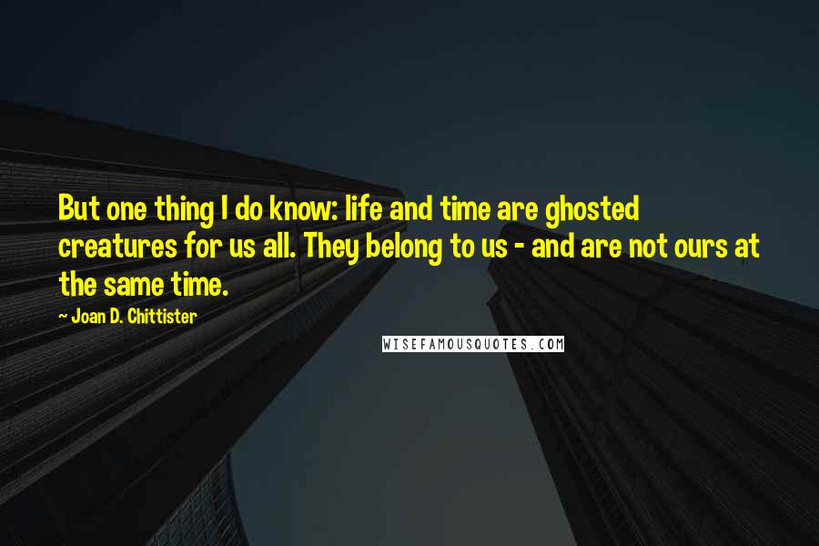 Joan D. Chittister Quotes: But one thing I do know: life and time are ghosted creatures for us all. They belong to us - and are not ours at the same time.