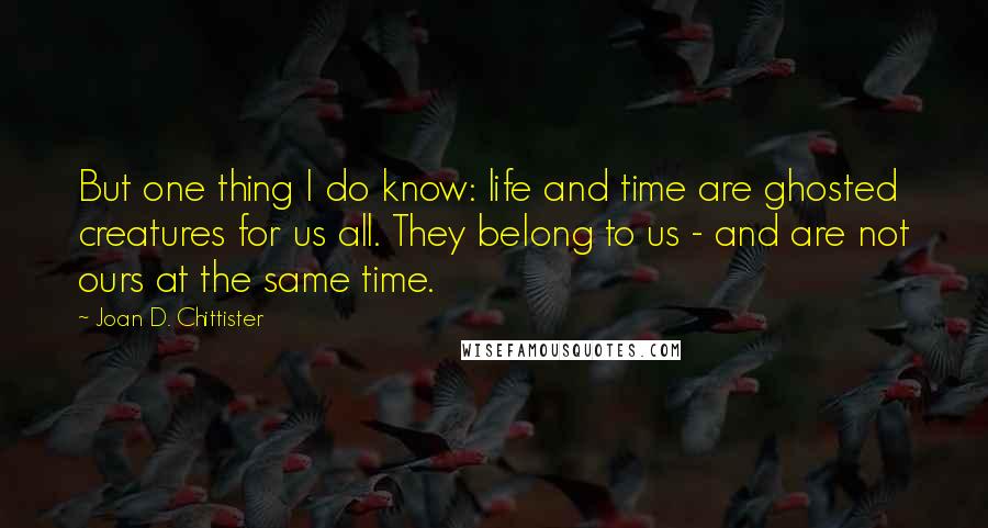 Joan D. Chittister Quotes: But one thing I do know: life and time are ghosted creatures for us all. They belong to us - and are not ours at the same time.