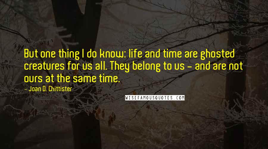 Joan D. Chittister Quotes: But one thing I do know: life and time are ghosted creatures for us all. They belong to us - and are not ours at the same time.