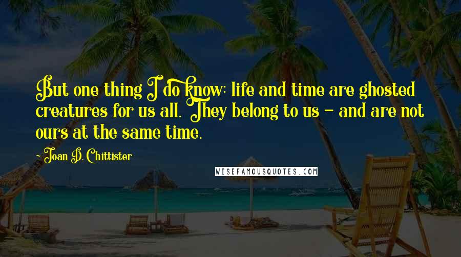 Joan D. Chittister Quotes: But one thing I do know: life and time are ghosted creatures for us all. They belong to us - and are not ours at the same time.