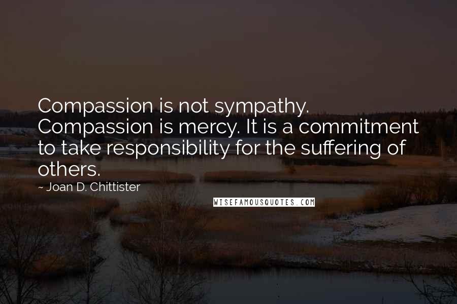 Joan D. Chittister Quotes: Compassion is not sympathy. Compassion is mercy. It is a commitment to take responsibility for the suffering of others.