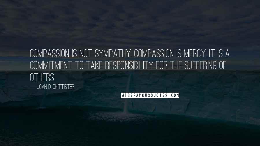 Joan D. Chittister Quotes: Compassion is not sympathy. Compassion is mercy. It is a commitment to take responsibility for the suffering of others.