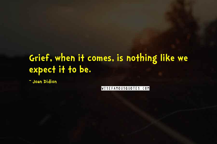 Joan Didion Quotes: Grief, when it comes, is nothing like we expect it to be.