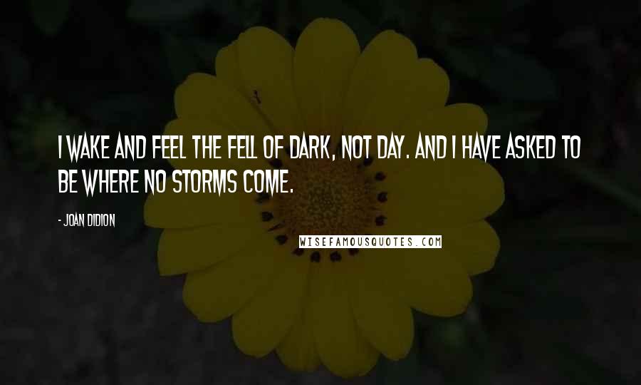 Joan Didion Quotes: I wake and feel the fell of dark, not day. And I have asked to be where no storms come.