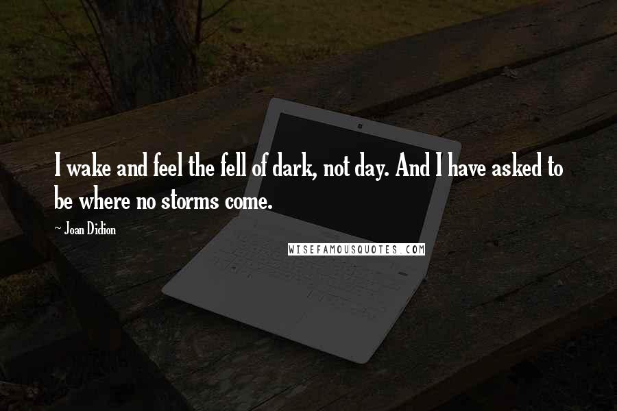 Joan Didion Quotes: I wake and feel the fell of dark, not day. And I have asked to be where no storms come.