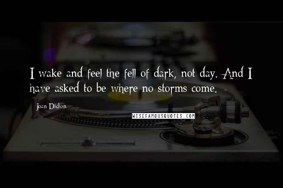 Joan Didion Quotes: I wake and feel the fell of dark, not day. And I have asked to be where no storms come.