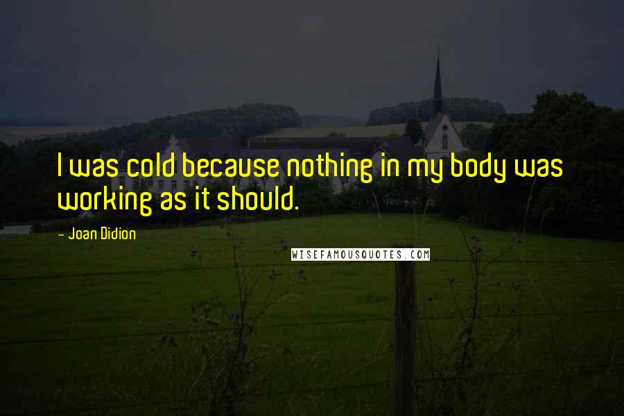 Joan Didion Quotes: I was cold because nothing in my body was working as it should.