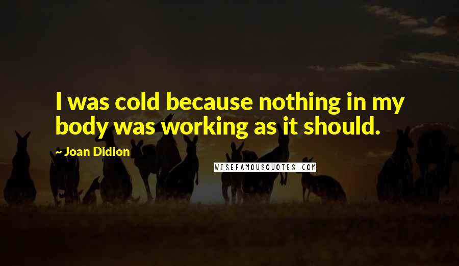 Joan Didion Quotes: I was cold because nothing in my body was working as it should.