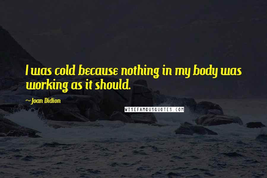 Joan Didion Quotes: I was cold because nothing in my body was working as it should.