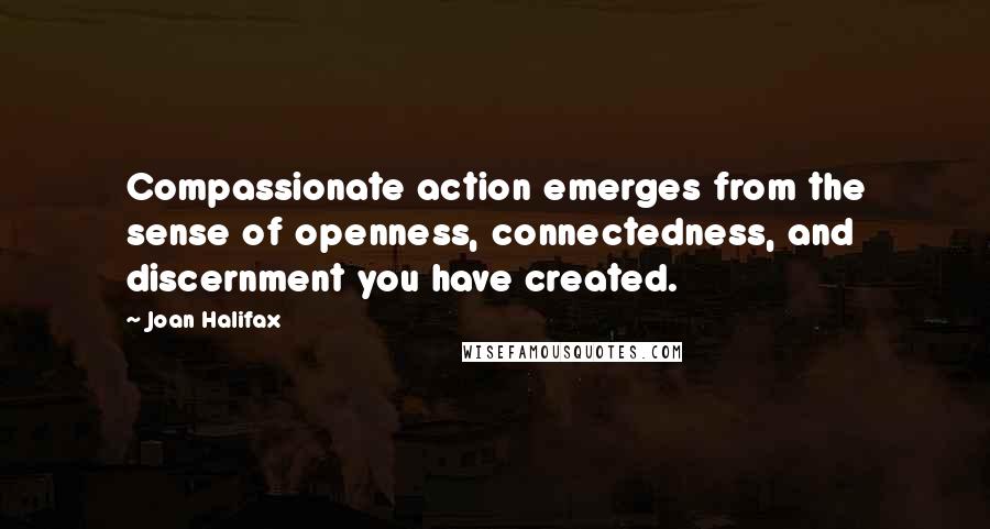 Joan Halifax Quotes: Compassionate action emerges from the sense of openness, connectedness, and discernment you have created.