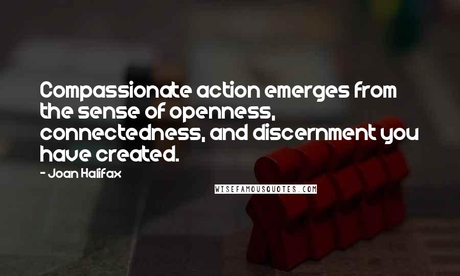 Joan Halifax Quotes: Compassionate action emerges from the sense of openness, connectedness, and discernment you have created.