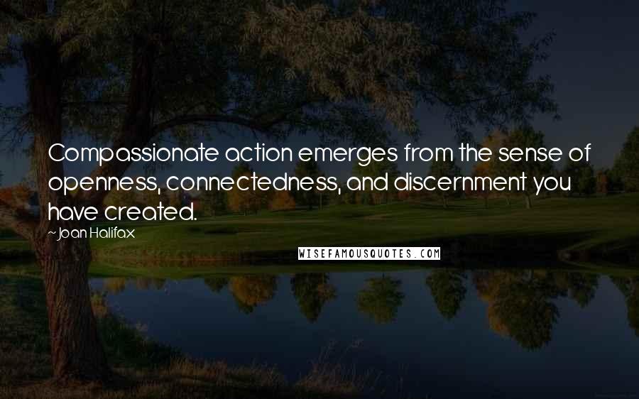 Joan Halifax Quotes: Compassionate action emerges from the sense of openness, connectedness, and discernment you have created.