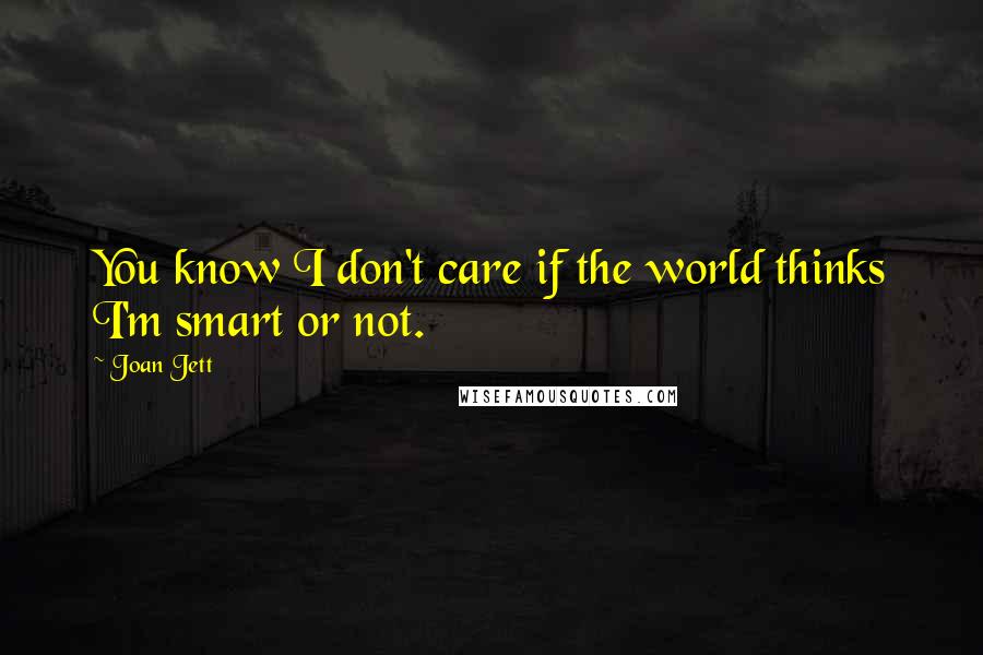 Joan Jett Quotes: You know I don't care if the world thinks I'm smart or not.