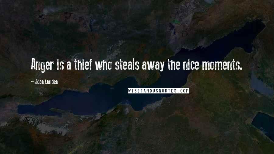 Joan Lunden Quotes: Anger is a thief who steals away the nice moments.