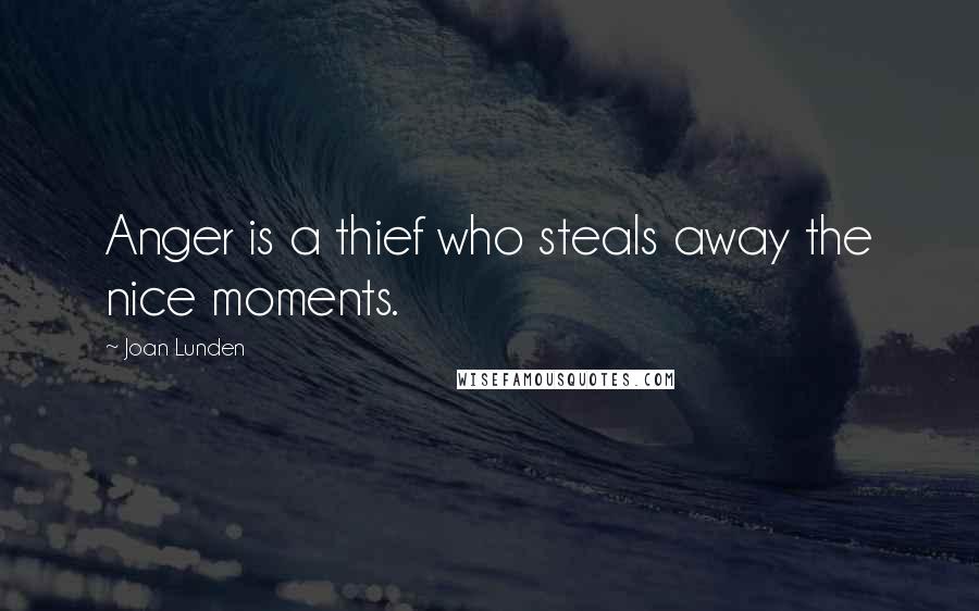 Joan Lunden Quotes: Anger is a thief who steals away the nice moments.