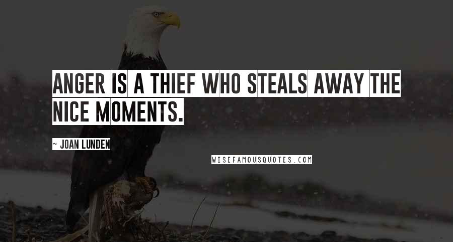 Joan Lunden Quotes: Anger is a thief who steals away the nice moments.