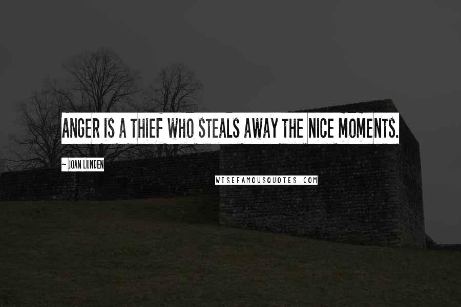 Joan Lunden Quotes: Anger is a thief who steals away the nice moments.