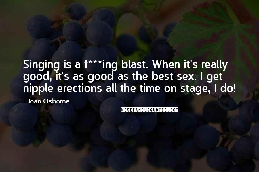 Joan Osborne Quotes: Singing is a f***ing blast. When it's really good, it's as good as the best sex. I get nipple erections all the time on stage, I do!