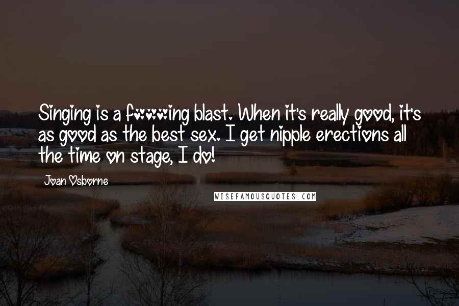 Joan Osborne Quotes: Singing is a f***ing blast. When it's really good, it's as good as the best sex. I get nipple erections all the time on stage, I do!