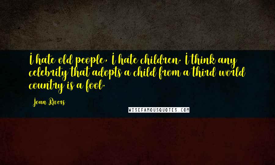 Joan Rivers Quotes: I hate old people, I hate children. I think any celebrity that adopts a child from a third world country is a fool.