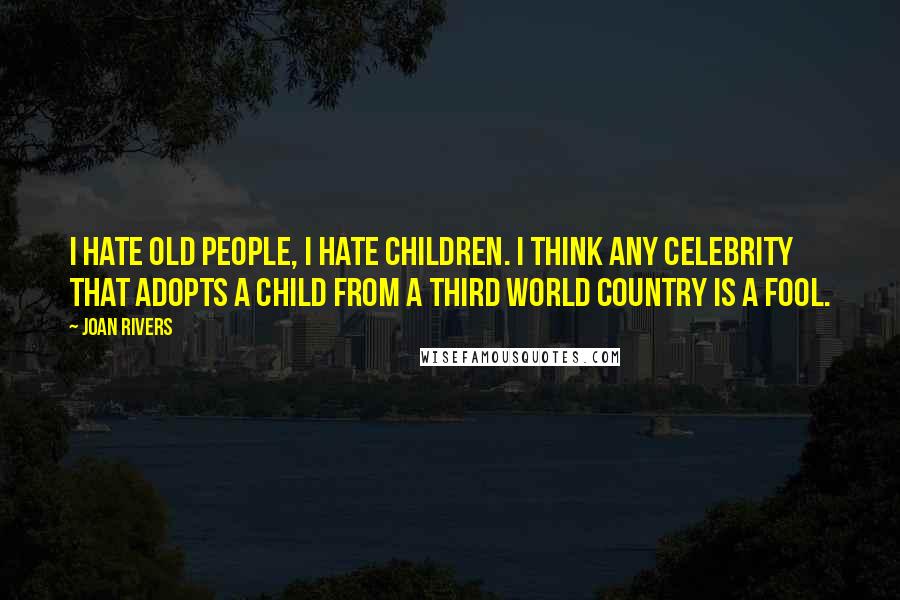 Joan Rivers Quotes: I hate old people, I hate children. I think any celebrity that adopts a child from a third world country is a fool.