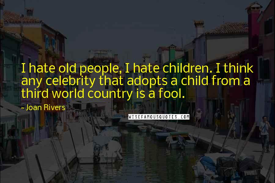 Joan Rivers Quotes: I hate old people, I hate children. I think any celebrity that adopts a child from a third world country is a fool.