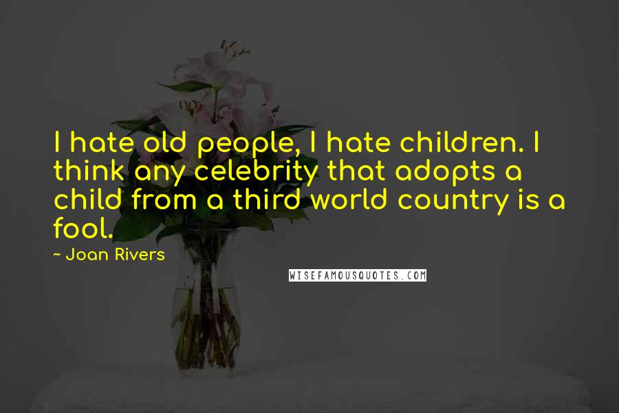 Joan Rivers Quotes: I hate old people, I hate children. I think any celebrity that adopts a child from a third world country is a fool.