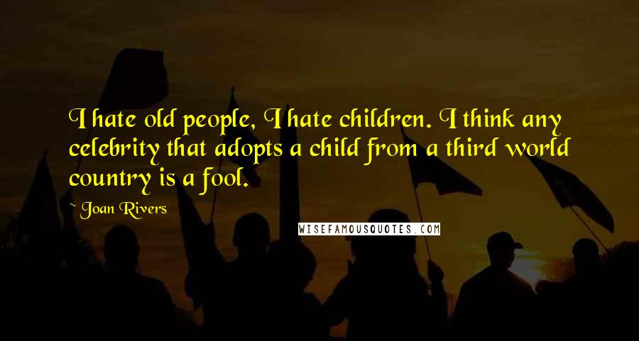 Joan Rivers Quotes: I hate old people, I hate children. I think any celebrity that adopts a child from a third world country is a fool.