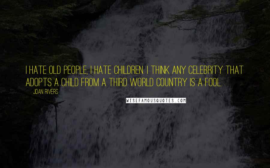 Joan Rivers Quotes: I hate old people, I hate children. I think any celebrity that adopts a child from a third world country is a fool.