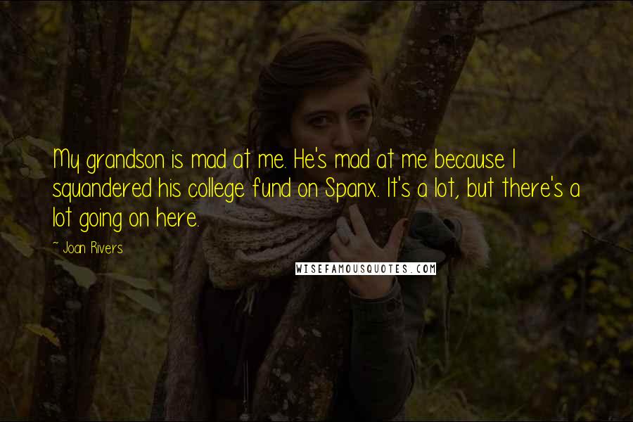 Joan Rivers Quotes: My grandson is mad at me. He's mad at me because I squandered his college fund on Spanx. It's a lot, but there's a lot going on here.