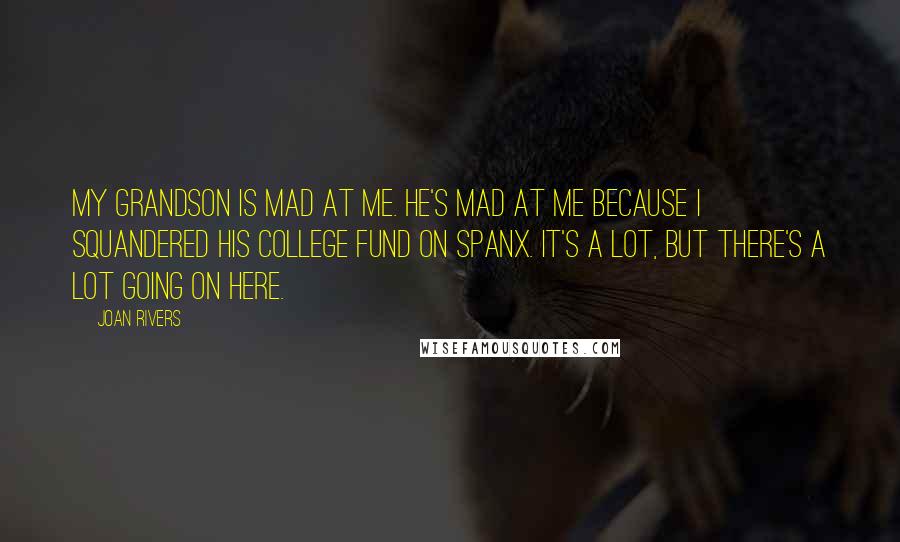 Joan Rivers Quotes: My grandson is mad at me. He's mad at me because I squandered his college fund on Spanx. It's a lot, but there's a lot going on here.