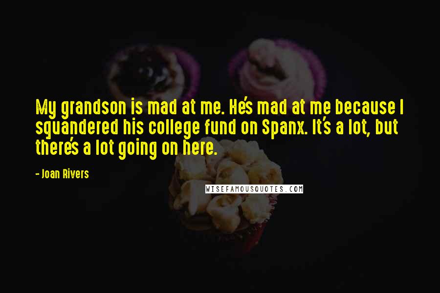 Joan Rivers Quotes: My grandson is mad at me. He's mad at me because I squandered his college fund on Spanx. It's a lot, but there's a lot going on here.