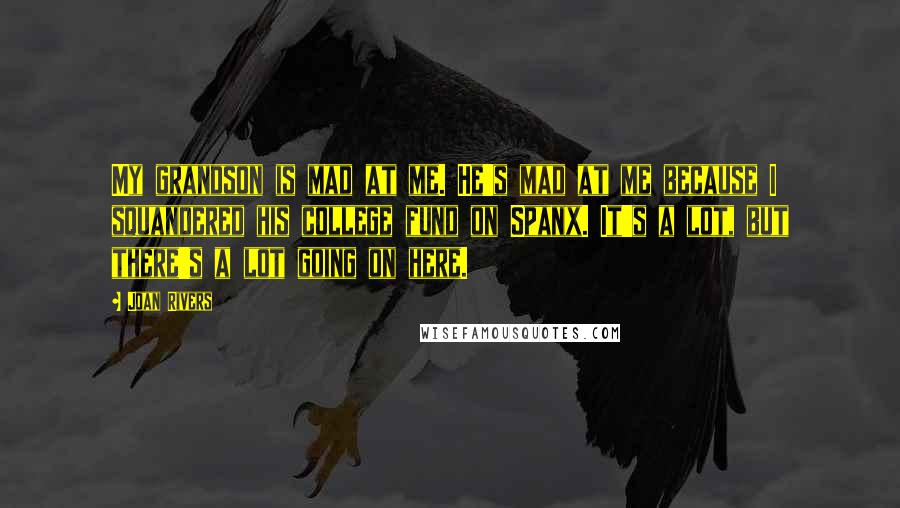 Joan Rivers Quotes: My grandson is mad at me. He's mad at me because I squandered his college fund on Spanx. It's a lot, but there's a lot going on here.