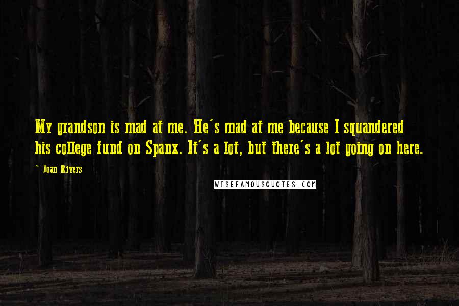 Joan Rivers Quotes: My grandson is mad at me. He's mad at me because I squandered his college fund on Spanx. It's a lot, but there's a lot going on here.