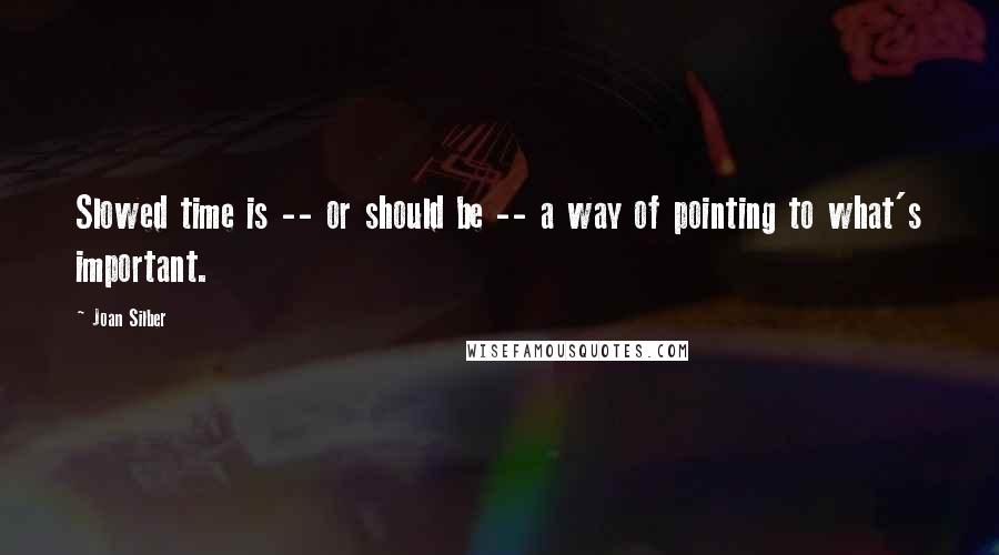 Joan Silber Quotes: Slowed time is -- or should be -- a way of pointing to what's important.