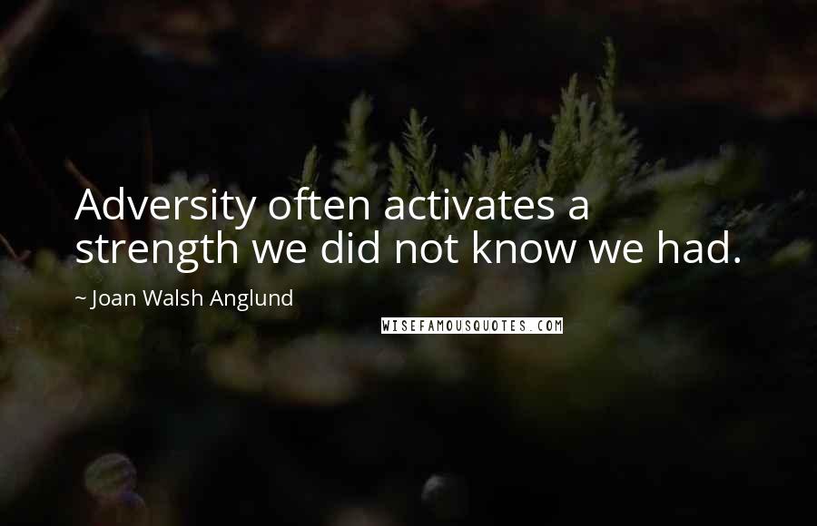 Joan Walsh Anglund Quotes: Adversity often activates a strength we did not know we had.