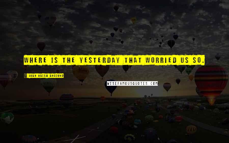 Joan Walsh Anglund Quotes: Where is the yesterday that worried us so.