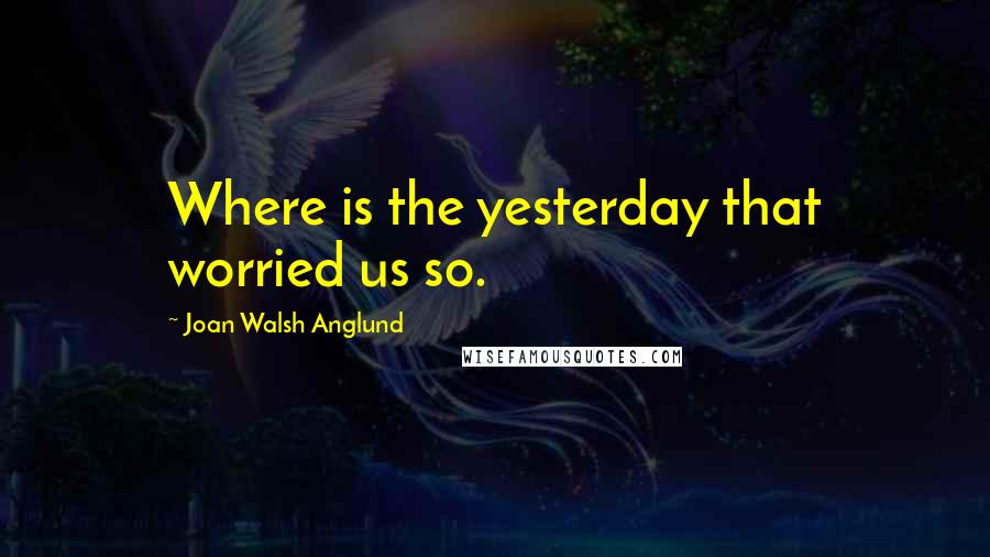 Joan Walsh Anglund Quotes: Where is the yesterday that worried us so.