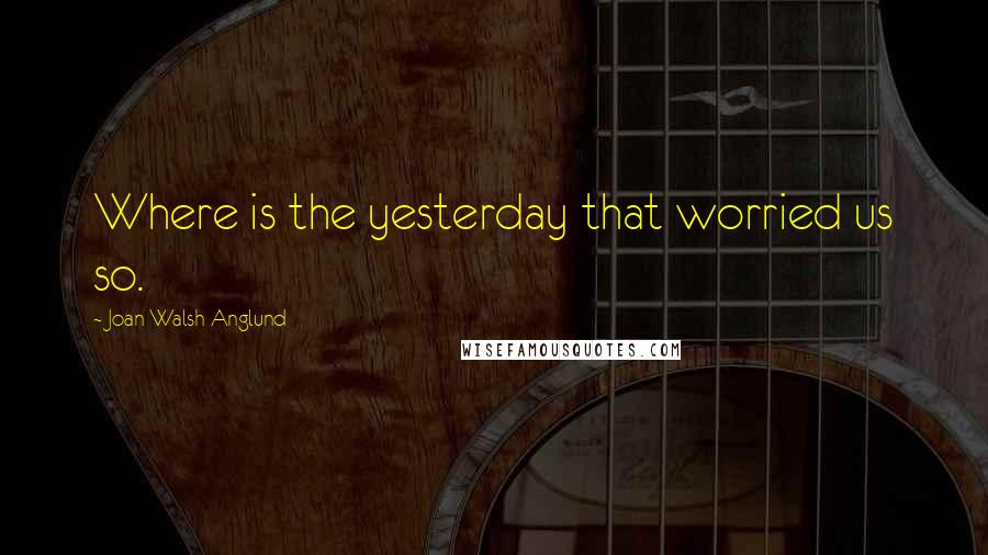 Joan Walsh Anglund Quotes: Where is the yesterday that worried us so.