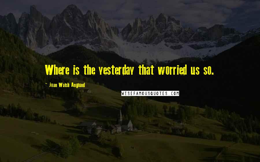 Joan Walsh Anglund Quotes: Where is the yesterday that worried us so.