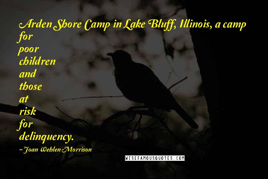 Joan Wehlen Morrison Quotes: Arden Shore Camp in Lake Bluff, Illinois, a camp for poor children and those at risk for delinquency.