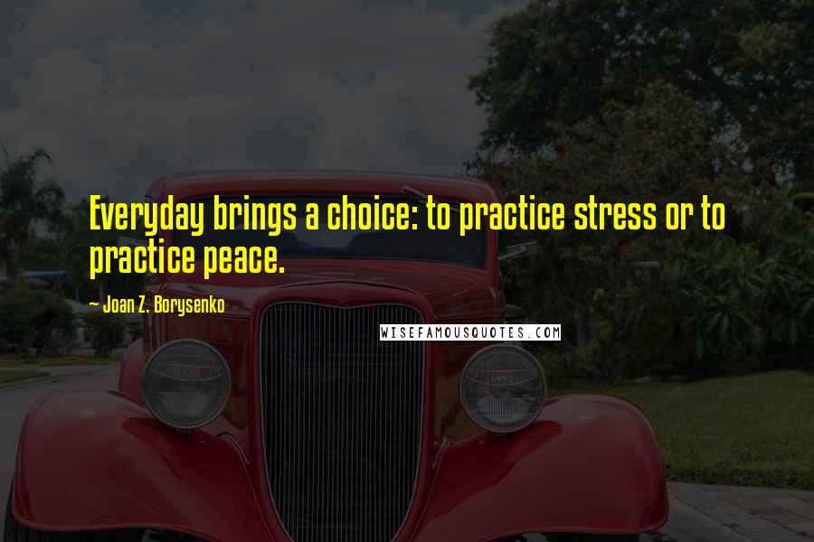 Joan Z. Borysenko Quotes: Everyday brings a choice: to practice stress or to practice peace.