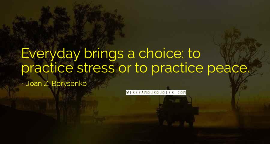Joan Z. Borysenko Quotes: Everyday brings a choice: to practice stress or to practice peace.