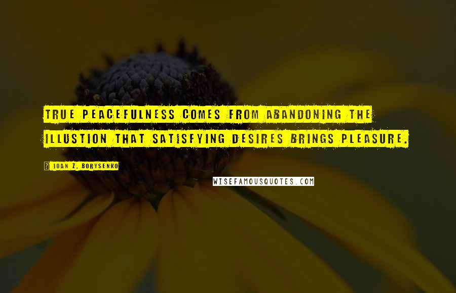 Joan Z. Borysenko Quotes: True peacefulness comes from abandoning the illustion that satisfying desires brings pleasure.